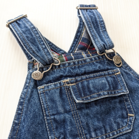 CHILDREN'S PLACE toddler boy plaid lined bib Overalls Shortalls - Picture 4 of 10